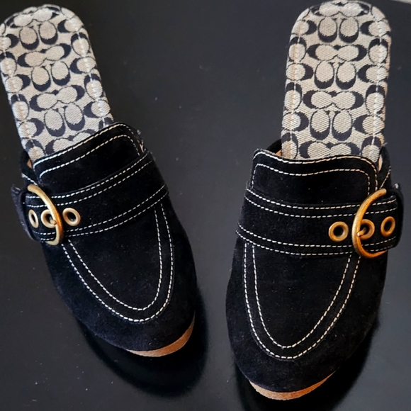 COACH Deirdre Black Clog Heeled sandals 6.5 - Picture 1 of 10